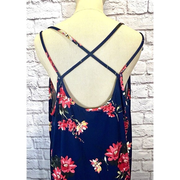 Papermoon Womens 3X Tank Top Shirt Open Back Navy Blue Floral Strappy Knit NWT‎ - Picture 6 of 11